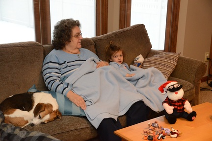 Greta with Grandma and Scoopy